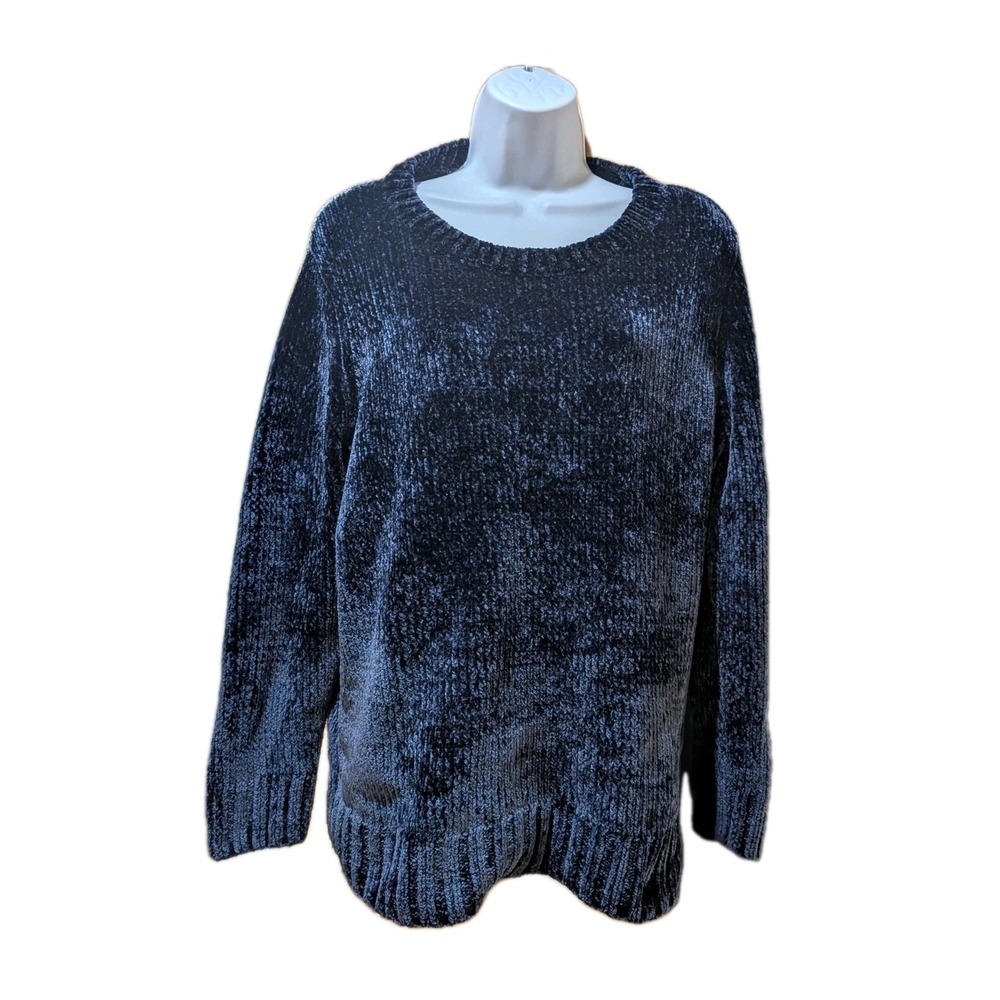 Orvis Beautiful Navy Chenille Crew Neck Long Sleeve Pullover Sweater Womens XL